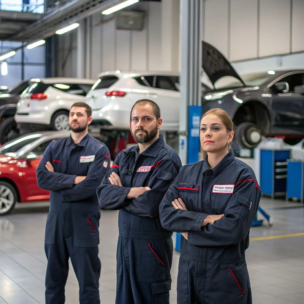Team of professional car service experts